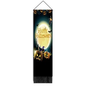 Striscione da parete per Halloween con zucca luminosa, pipistrelli e scritte decorative