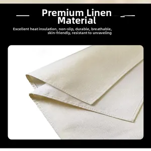 Gros plan détaillé d'un set de table en lin montrant les coutures et la texture isolante
