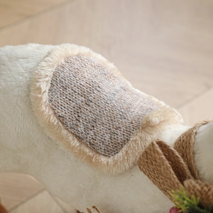White foam elk figurine with knit saddle for Christmas tree and home window decoration