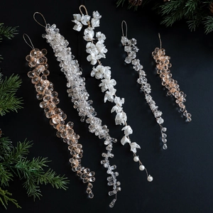 Décorations de Noël à Suspendre en Cristal Acrylique Grappe de Raisin Glaçon Pendentif Transparent Champagne Perle Goutte d'Eau pour Maison