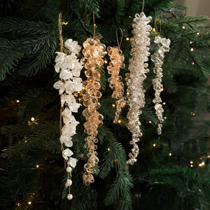 Pendentifs de Noël en acrylique transparent, grappes de raisin et perles pour sapin