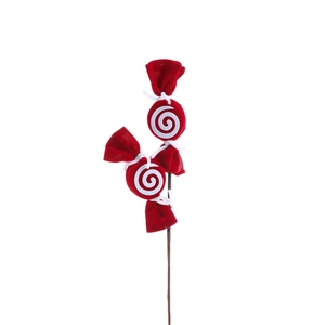 Kerst lolly stokjes van rood fluweel met spiralen en strikken voor feestelijke decoratie