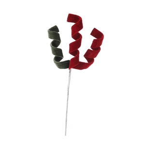 Rami natalizi a spirale in velluto rosso e verde per albero e decorazioni regali