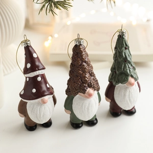 Christmas Gnome Hanging Ornaments Santa Scavenger Tree Decorations Plastic Nordic Mushroom Pinecone Tree Hat Holiday Decor