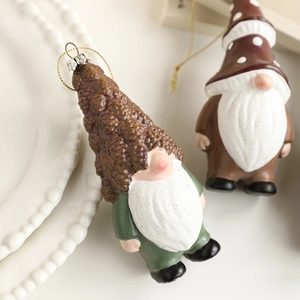 Christmas Gnome hanging ornaments with pinecone hats and white beards for festive decor