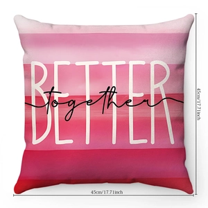 Detail of pink gradient pillowcase with Better Together text and 45cm size marking