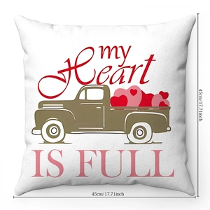 Valentine's plush pillowcase with 45x45cm heart pickup truck print decoration