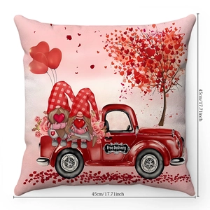 Detailansicht des Valentinstag-Zwergen-LKW-Drucks auf 45cm Plüschkissenbezug