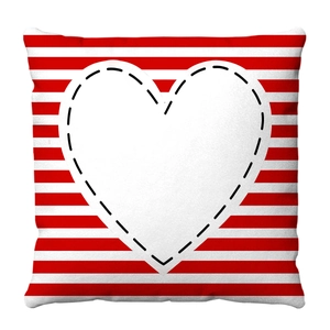 Federa per cuscino a righe rosse e bianche con motivo a cuore per san valentino decorativo