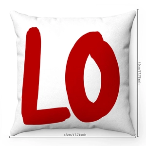 Vue détaillée de la taie d'oreiller en peluche 45x45cm avec imprimé LOVE artistique