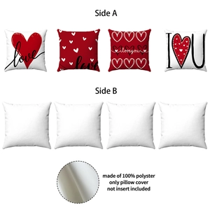 Détails des housses de coussin cœur rouge en polyester pour la Saint-Valentin