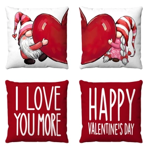 Valentine's Day Throw Pillowcase Soft Short Plush Heart Gnome Decorative Cushion Cover For Sofa Living Room Home Decor Romantic