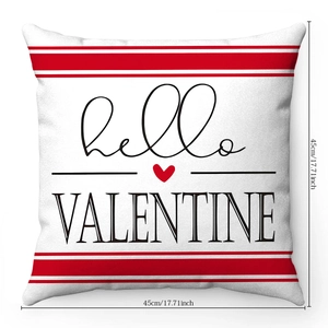 Detail view of 45x45cm Valentine pillowcase with Hello Valentine text and red heart