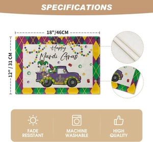 Detailed view of Mardi Gras placemat 18x12 inch with fade resistant fabric texture