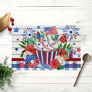 Vue détaillée d'un set de table rectangulaire du 4 juillet avec motifs festifs