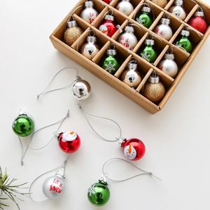 Set di palline di Natale in vetro dipinte in scatola kraft per decorazione albero