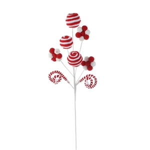Décoration de Noël pour sapin avec boules de bonbon rouges et blanches et sucettes en peluche
