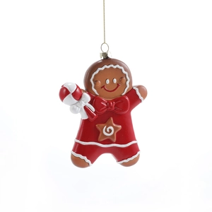 Décoration de Noël bonhomme de pain d'épices avec canne en sucre et habit rouge