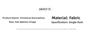 Detail text showing plush Christmas angel doll specifications and soft fabric material info