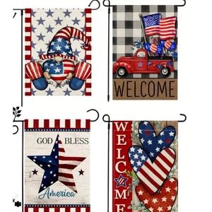American Independence Day Garden Flag Double Sided Patriotic Linen Yard Decor 4th Of July Outdoor Welcome Sign Flag