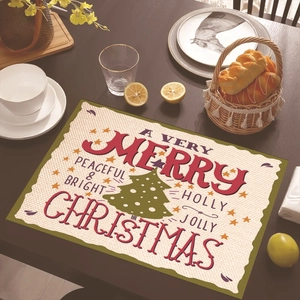 Christmas tree placemat with wavy edges on a wooden dining table for holiday decor