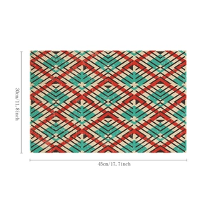 Bohemian vintage linen table mat with 45x30cm geometric patterns for home decor