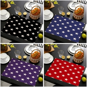 Linen Star Pattern Placemat Heat Resistant Rectangular Dining Table Mat Home Kitchen Decorative Non-Slip Tabletop Protector