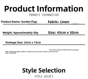 Specifiche della bandiera da giardino in lino del Ringraziamento con dimensioni 45x30cm e dettagli