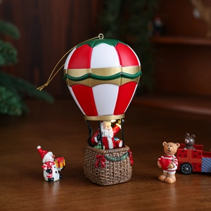 Luminous Christmas hot air balloon hanging ornament with Santa Claus and warm light