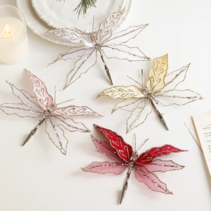 Elegant mesh butterfly decorative clips in four colors for festive holiday wedding decor