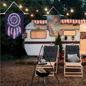 Drapeaux suspendus attrape-rêves bohèmes pour camping nordique et déco murale
