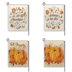 Garden Flag Linen Double Sided Thanksgiving Pumpkin Autumn Seasonal Outdoor Yard Decoration Vertical Banner