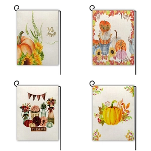 Double Sided Pumpkin Sunflower Garden Flag Autumn Thanksgiving Outdoor Yard Decoration Linen Decorative House Flag