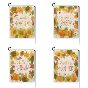 Thanksgiving Garden Flag Linen Autumn Pumpkin Wreath Outdoor Yard Decoration Rustic Harvest Home Decor Welcome Burlap