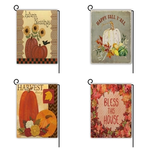 Autumn Garden Flag Fall Harvest Thanksgiving Pumpkin Sunflower Linen Burlap Outdoor Yard Banner Rustic Farmhouse Decor