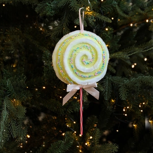 Ornement de Noël en forme de sucette colorée en mousse avec paillettes et spirale