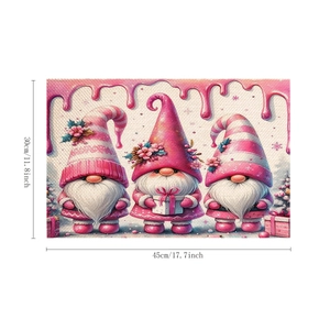 Pink Christmas Gnomes place mat size diagram showing 45cm width and 30cm height