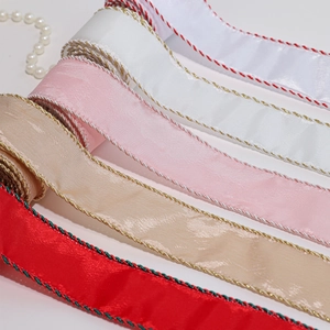 Assorted colorful Christmas ribbons with woven edges for gift box and tree decoration