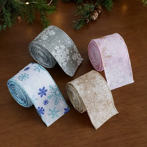 Nastro Decorativo in Juta Cablata Con Motivo a Fiocco di Neve Nastro Festivo Glitterato per Ornamenti per Alberi di Natale Confezioni Regalo Forniture per Feste