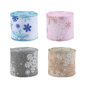 Nastri natalizi in finto lino con fiocchi di glitter bianco rosa grigio e cachi set da 4