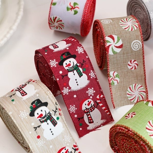 Kerst sneeuwpops-jute linten voor vakantiekransen en cadeaustrik decoratieve linten