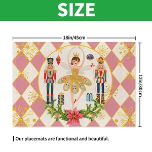 Nutcracker linen placemat for Christmas table decor with ballerina and soldier patterns