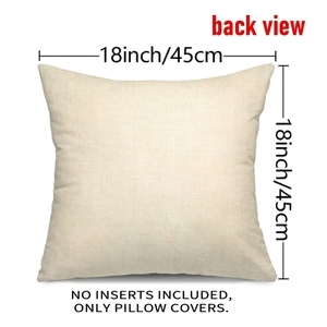 Set of 4 linen pillow covers with geometric floral patterns, 18x18 inch back view