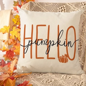 Σετ 4 φθινοπωρινά καλύμματα μαξιλαριών Hello Pumpkin για καναπέ και διακόσμηση σπιτιού