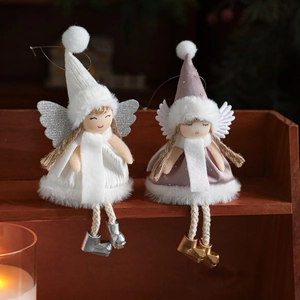 Christmas plush angel dolls with deer antlers for festive holiday tree decoration
