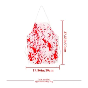 Detail view of the Halloween blood-splatter apron with specific size measurements shown