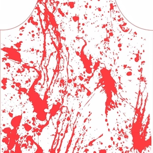 Halloween bloody apron prop featuring realistic red blood splatter for haunted house decor