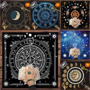 Mystical Square Flannel Tarot Altar Cloth Moon Phase Zodiac Constellation Mandala Butterfly Divination Tablecloth Ritual Mat Home Decor