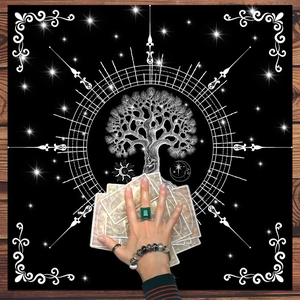 Tree of Life tarot cloth with moon and sun patterns for altar and home decoration