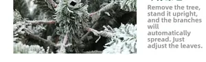 Dettaglio del ramo di albero di Natale innevato con struttura a montaggio rapido automatico
